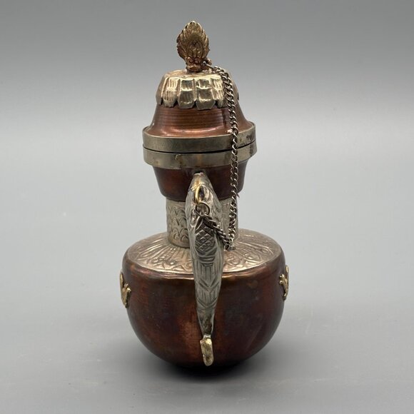 Vintage Tibetan Copper And Brass Teapot With Dragon Motif And Ornate Sculpted - Picture 4 of 8